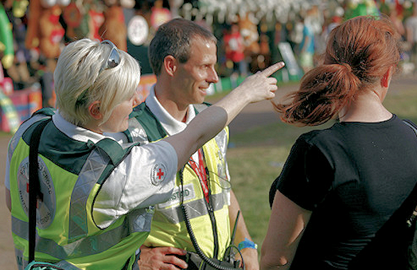 Red Cross volunteers at an event.